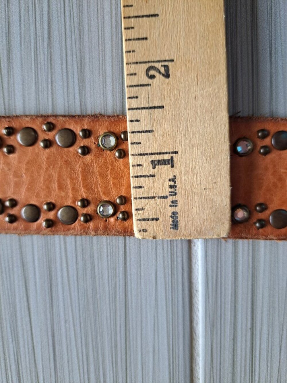 Vintage American Eagle Outfitters XL Brown Leather Belt Studded & Rhinestone - Picture 10 of 11